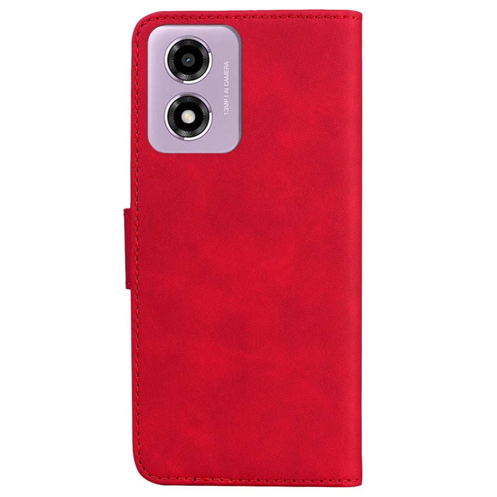 EIDERWOOD Motorola Moto E14 (4G) / G04s (4G) Kunst Skinn Flip Deksel med Stativ & Lommebok - Rød