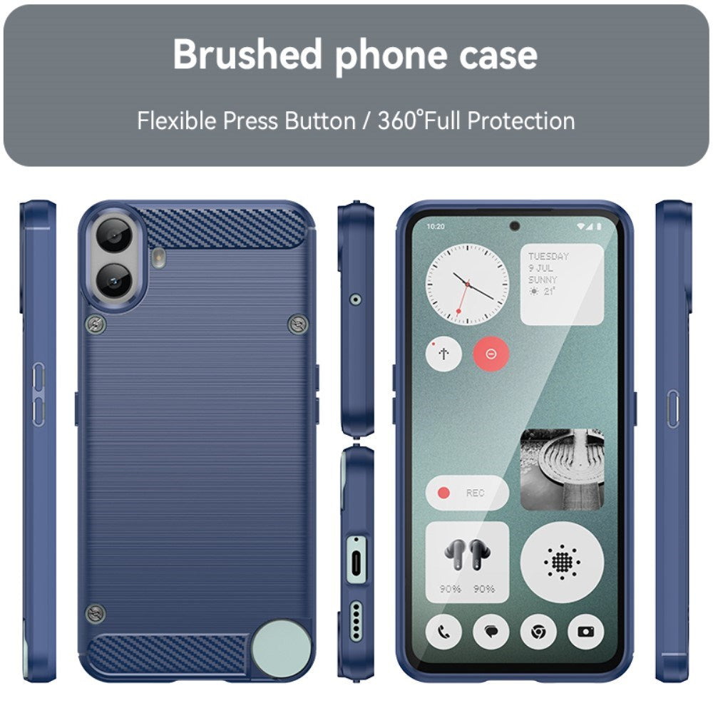 EIDERWOOD Nothing CMF Phone 1 Brushed Carbon Fiber Fleksibelt Plast Deksel - Blå