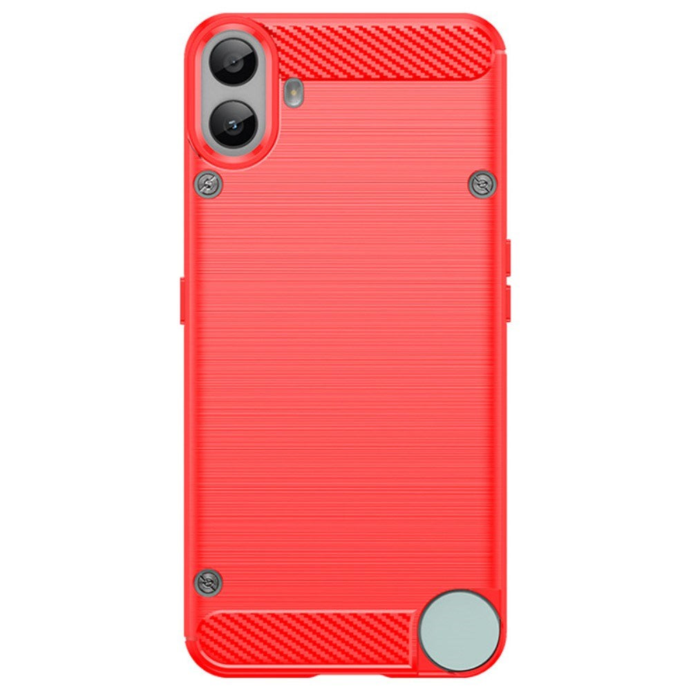 EIDERWOOD Nothing CMF Phone 1 Brushed Carbon Fiber Fleksibelt Plast Deksel - Rød
