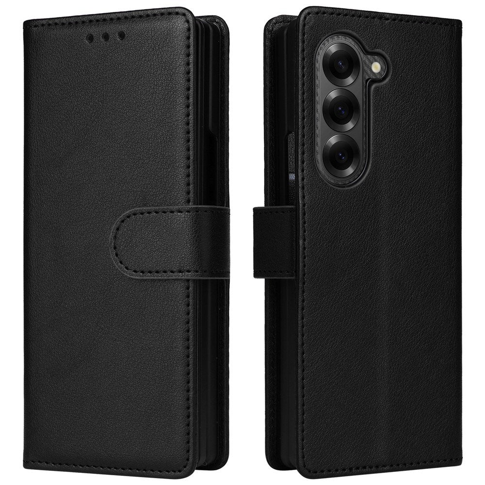 EIDERWOOD Samsung Galaxy Z Fold6 Kunstskinn Flip Deksel m. Kortholder & Stropp - Svart