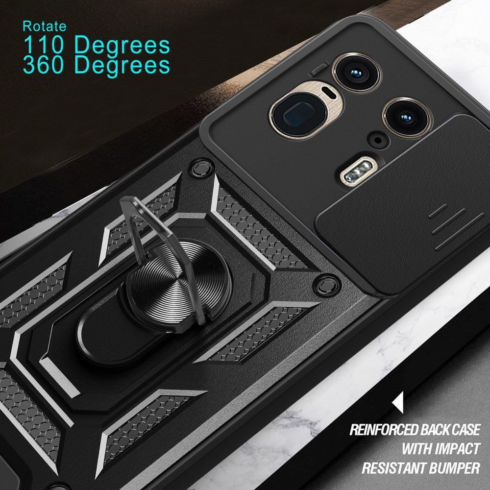 EIDERWOOD Motorola Edge 50 Ultra Håndverker Deksel med Magnetisk Kickstand Og Cam Slider - Svart