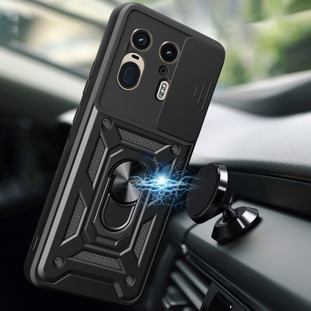 EIDERWOOD Motorola Edge 50 Ultra Håndverker Deksel med Magnetisk Kickstand Og Cam Slider - Svart