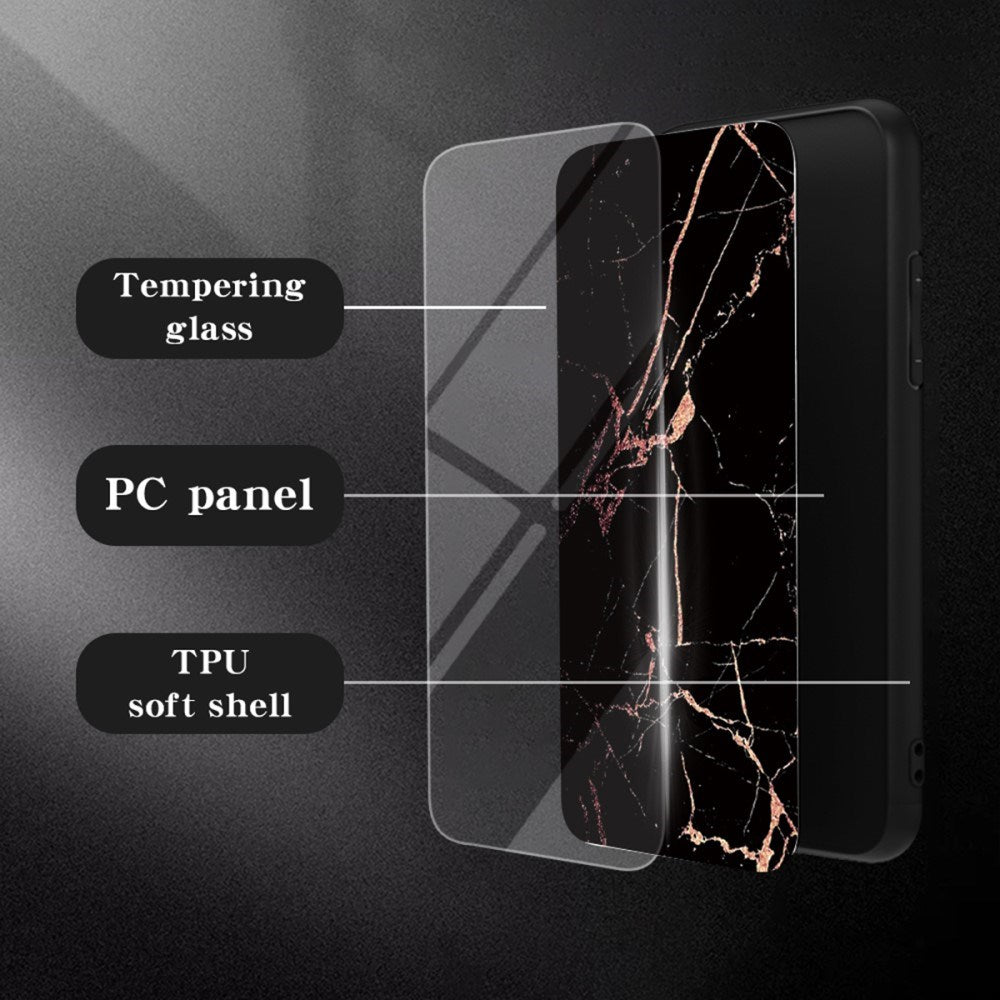 EIDERWOOD iPhone 16 Pro Max Marmordeksel med Glassrygg - Hvit Marmor