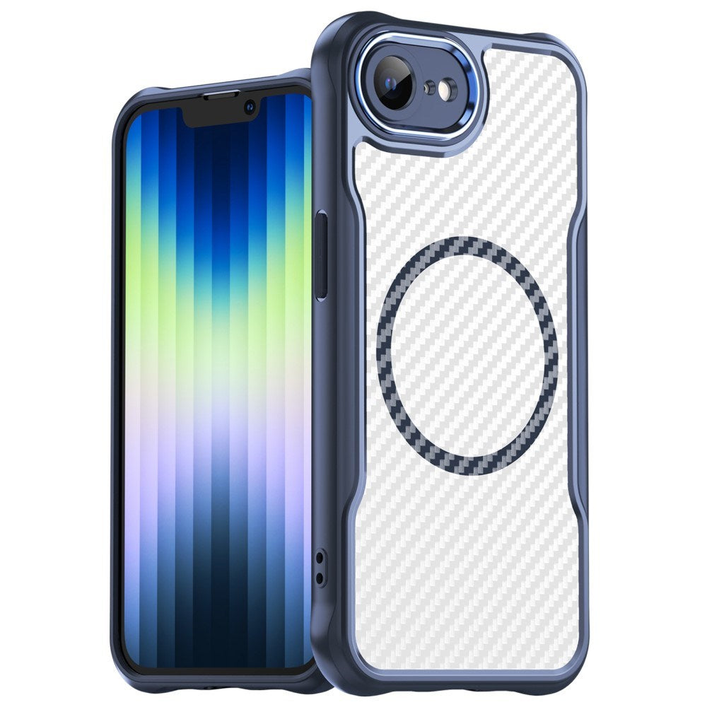 EIDERWOOD iPhone 17e / 16e Hybrid Carbon Deksel med Forsterkede hjørner - MagSafe Kompatibel - Blå
