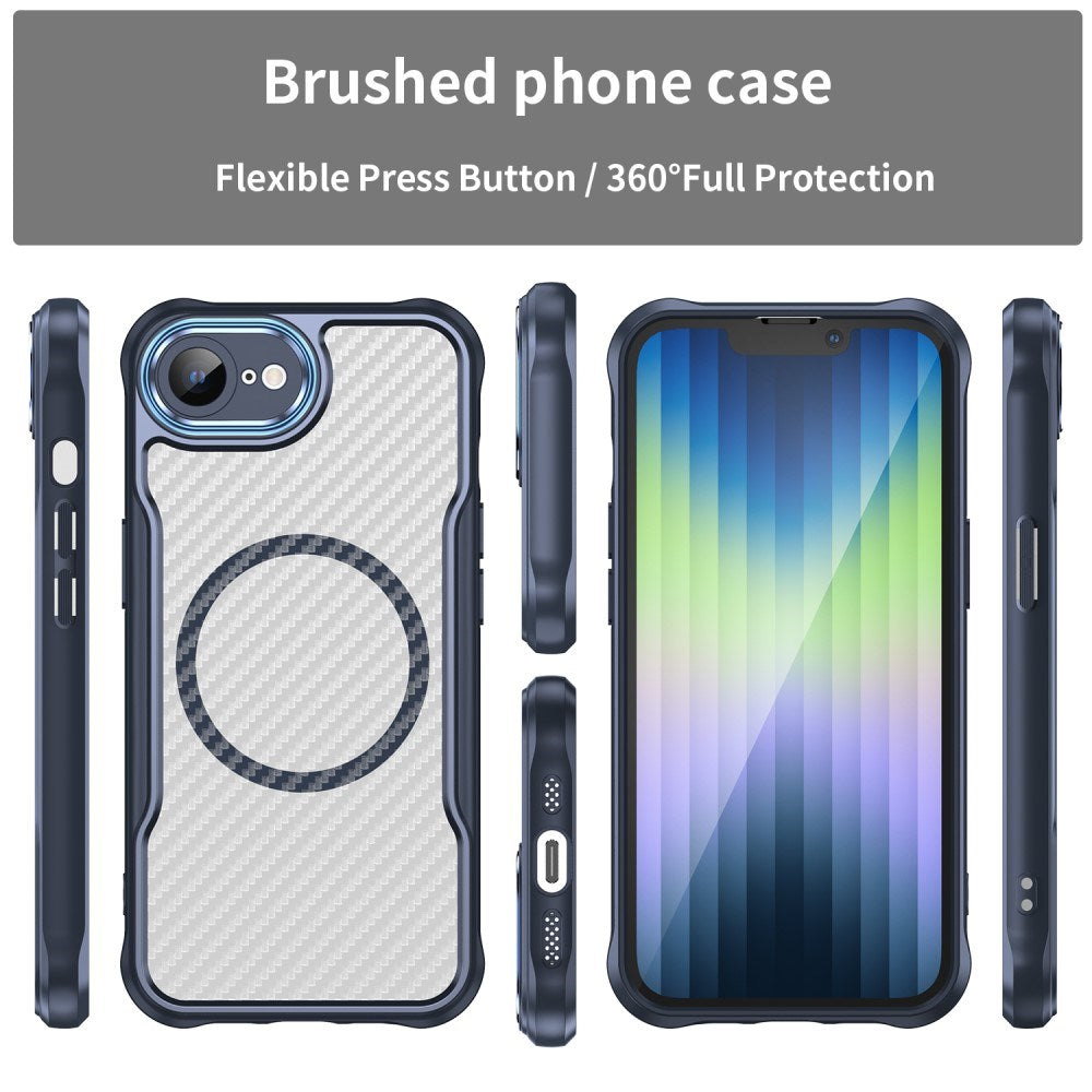 EIDERWOOD iPhone 17e / 16e Hybrid Carbon Deksel med Forsterkede hjørner - MagSafe Kompatibel - Blå