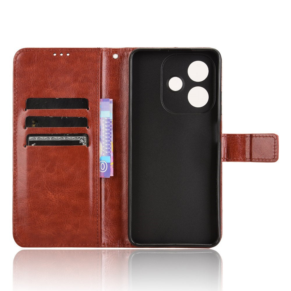 EIDERWOOD OPPO A60 / A40M / A40 Kunstskinn Flip Deksel med Strop - Brun