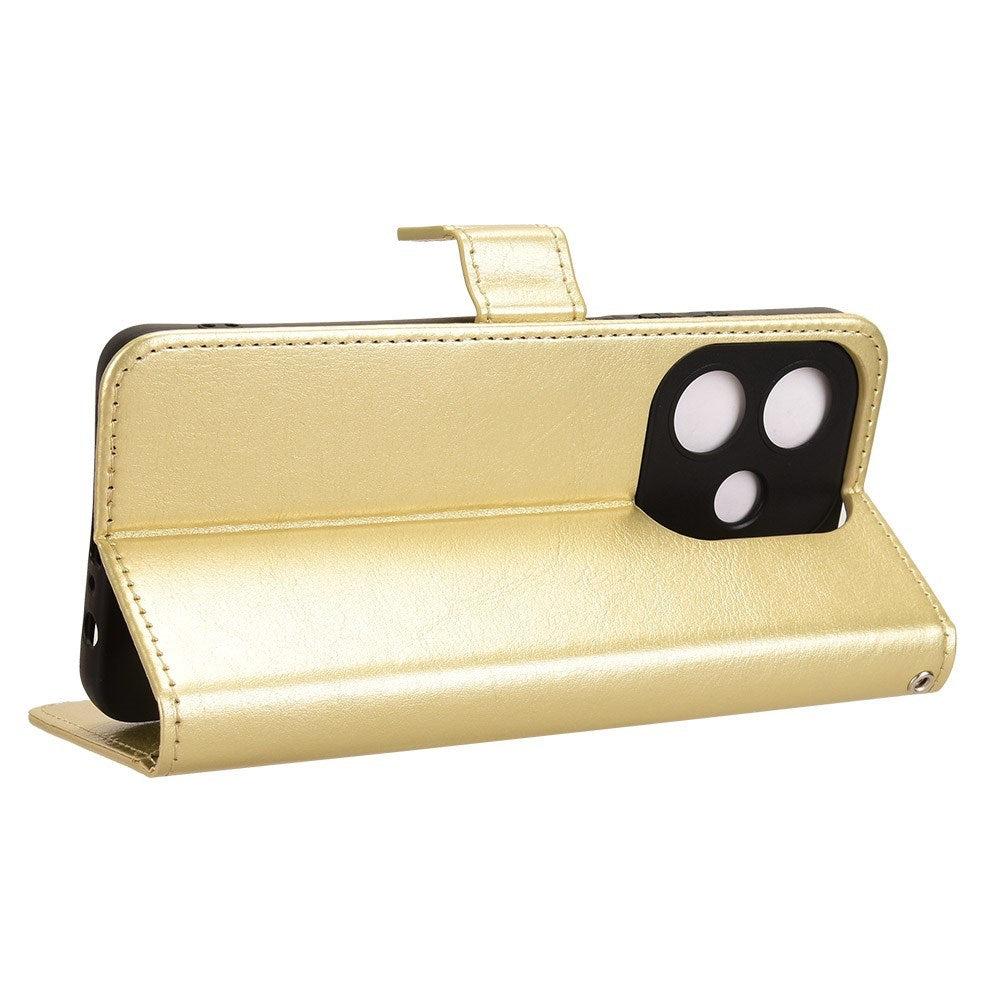 EIDERWOOD OPPO A60 / A40M / A40 Kunstskinn Flip Deksel med Strop - Gull