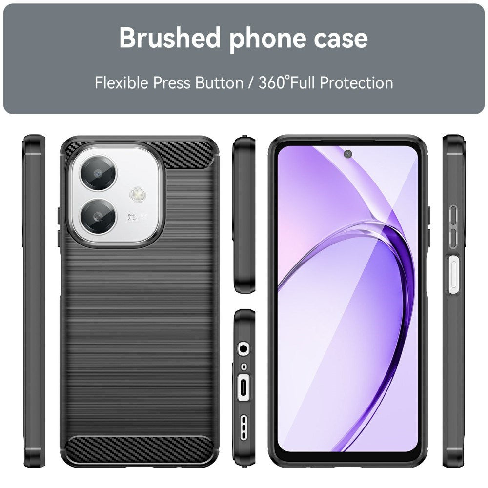 EIDERWOOD OPPO A60 / A40m / A40 Brushed Carbon Fiber Fleksibelt Plast Deksel - Svart