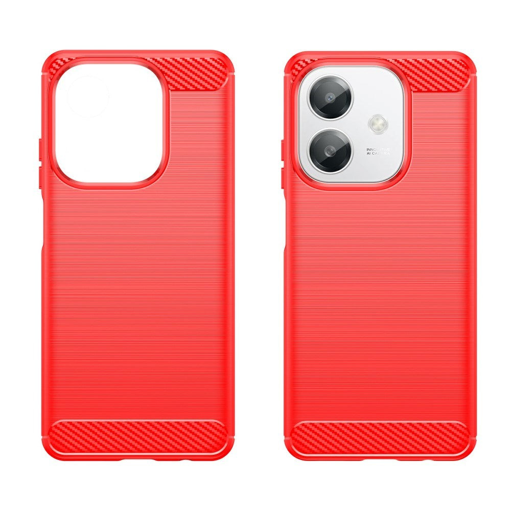 EIDERWOOD OPPO A60 / A40m / A40 Brushed Carbon Fiber Fleksibelt Plast Deksel - Rød