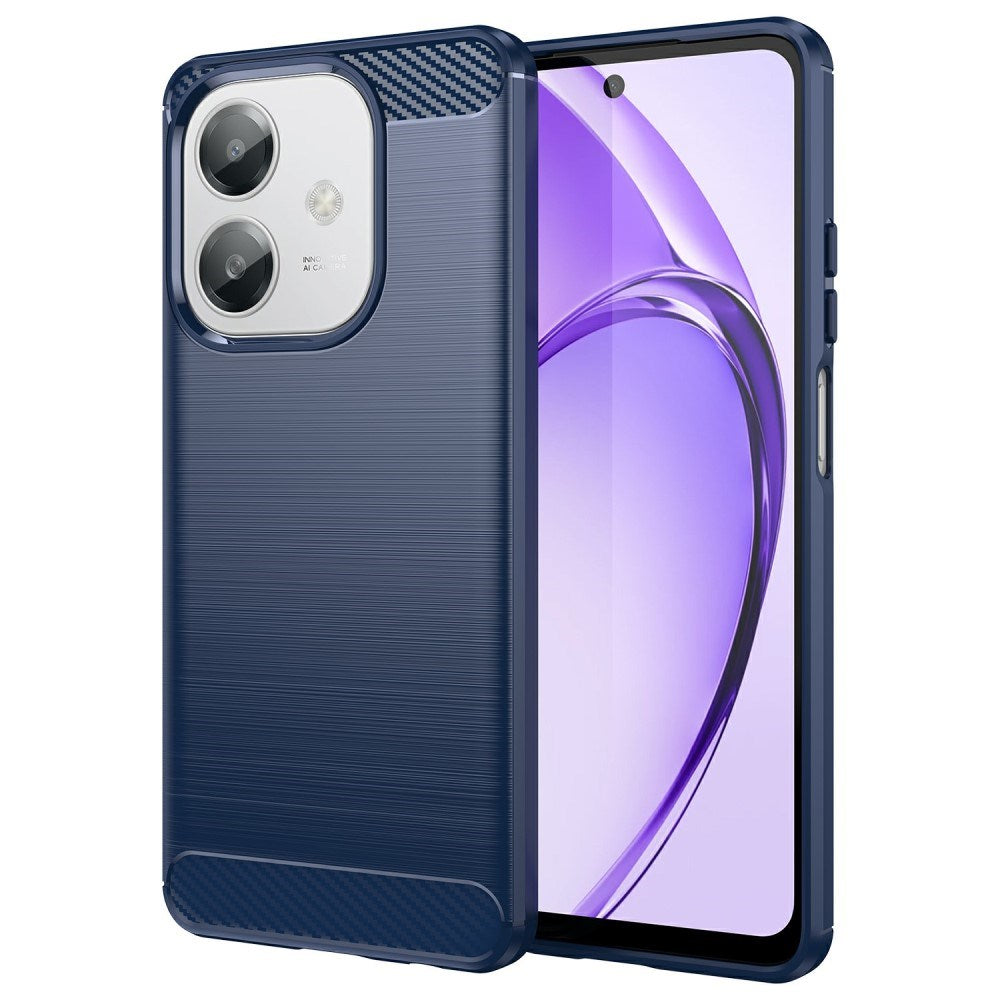 EIDERWOOD OPPO A60 / A40m / A40 Brushed Carbon Fiber Fleksibelt Plast Deksel - Blå