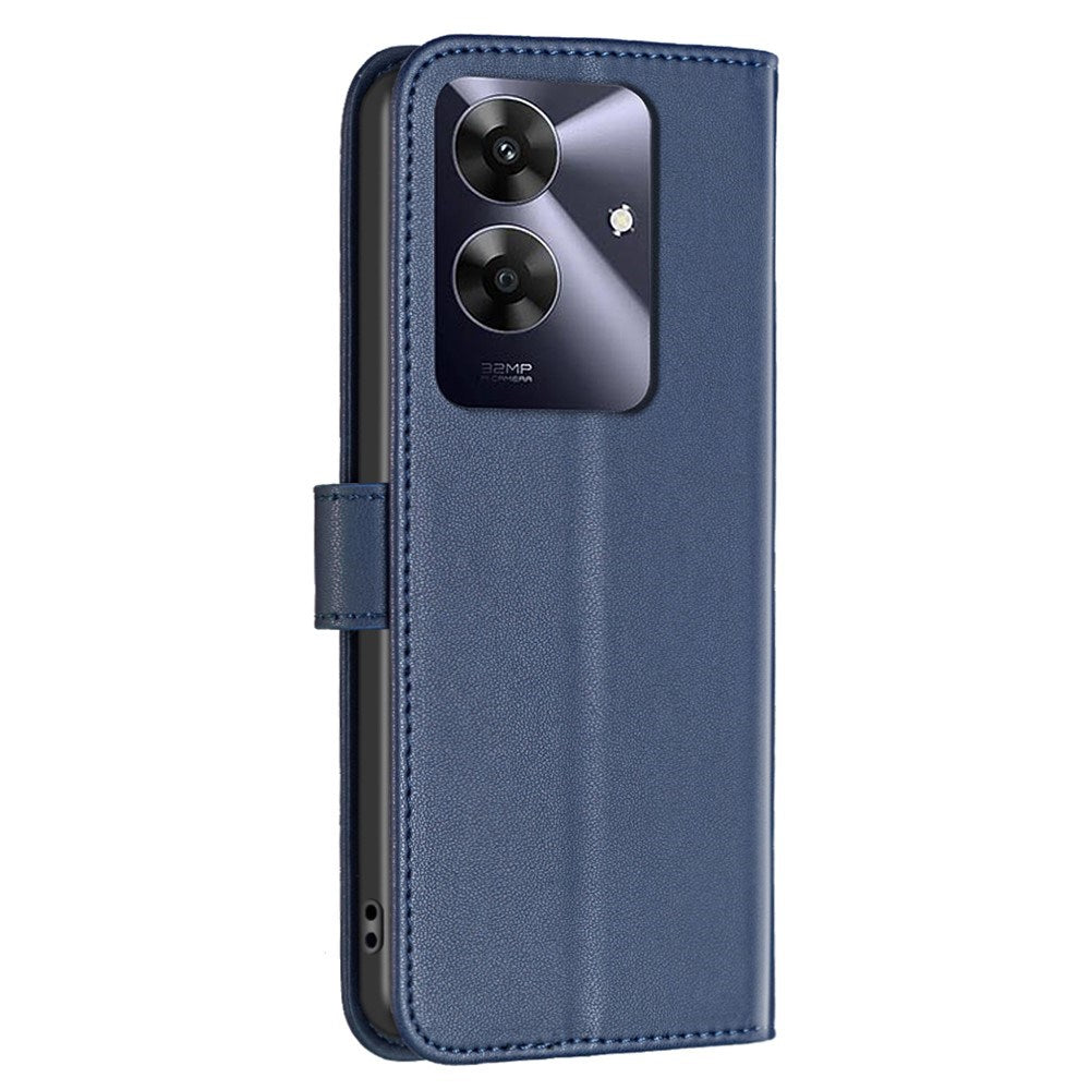 Realme Note 60 / 60x (4G) / C63 (4G) / C61 (4G) Kunstskinn Deksel med Stativfunksjon & Kortholder - Blå