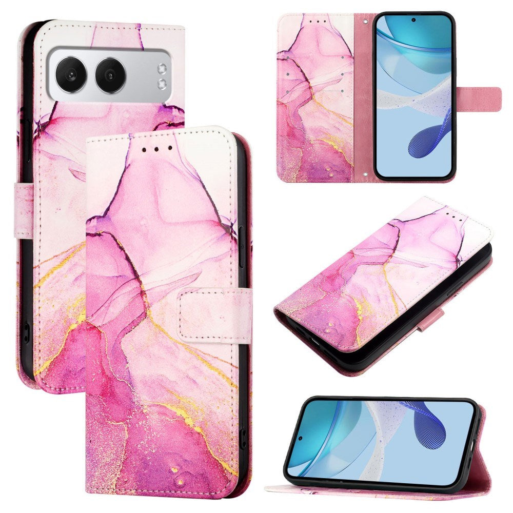 EIDERWOOD OnePlus Nord 4 (5G) Deksel i Kunstskinn med Lommebok og Stropp - Rosa Marmor