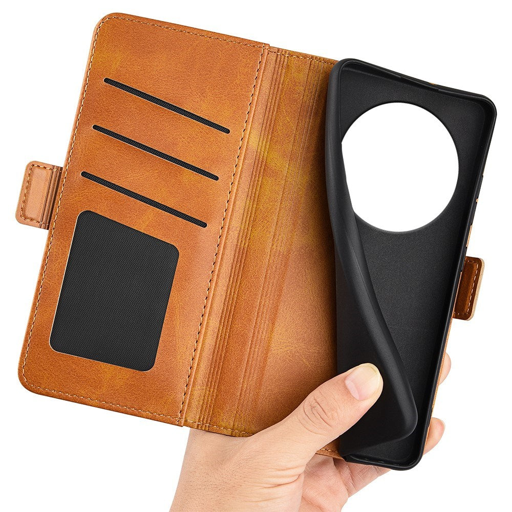 EIDERWOOD Xiaomi Redmi 14C / Poco C75 Kunstskinn Flip Deksel med Kortholder & Ståfunksjon - Lys Brun
