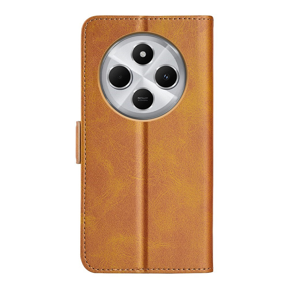 EIDERWOOD Xiaomi Redmi 14C / Poco C75 Kunstskinn Flip Deksel med Kortholder & Ståfunksjon - Lys Brun