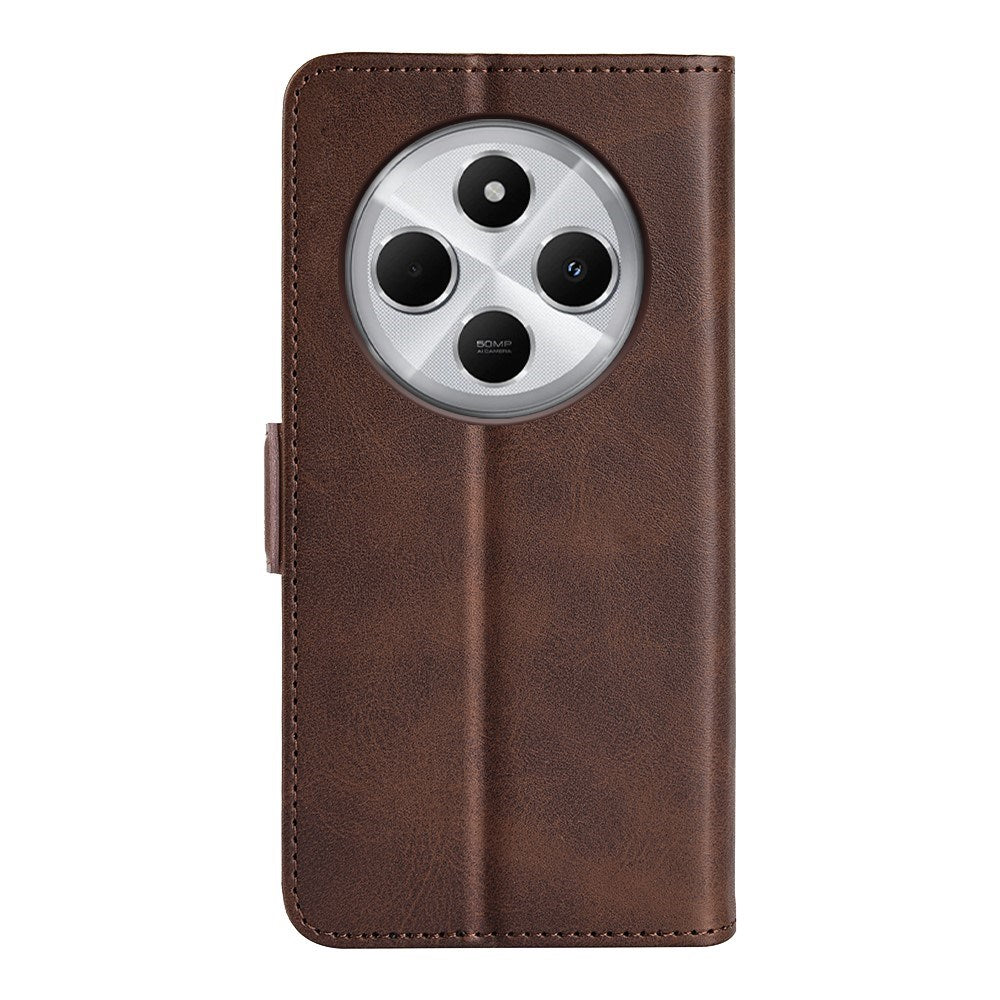 EIDERWOOD Xiaomi Redmi 14C / Poco C75 Kunstskinn Flip Deksel med Kortholder & Ståfunksjon - Brun