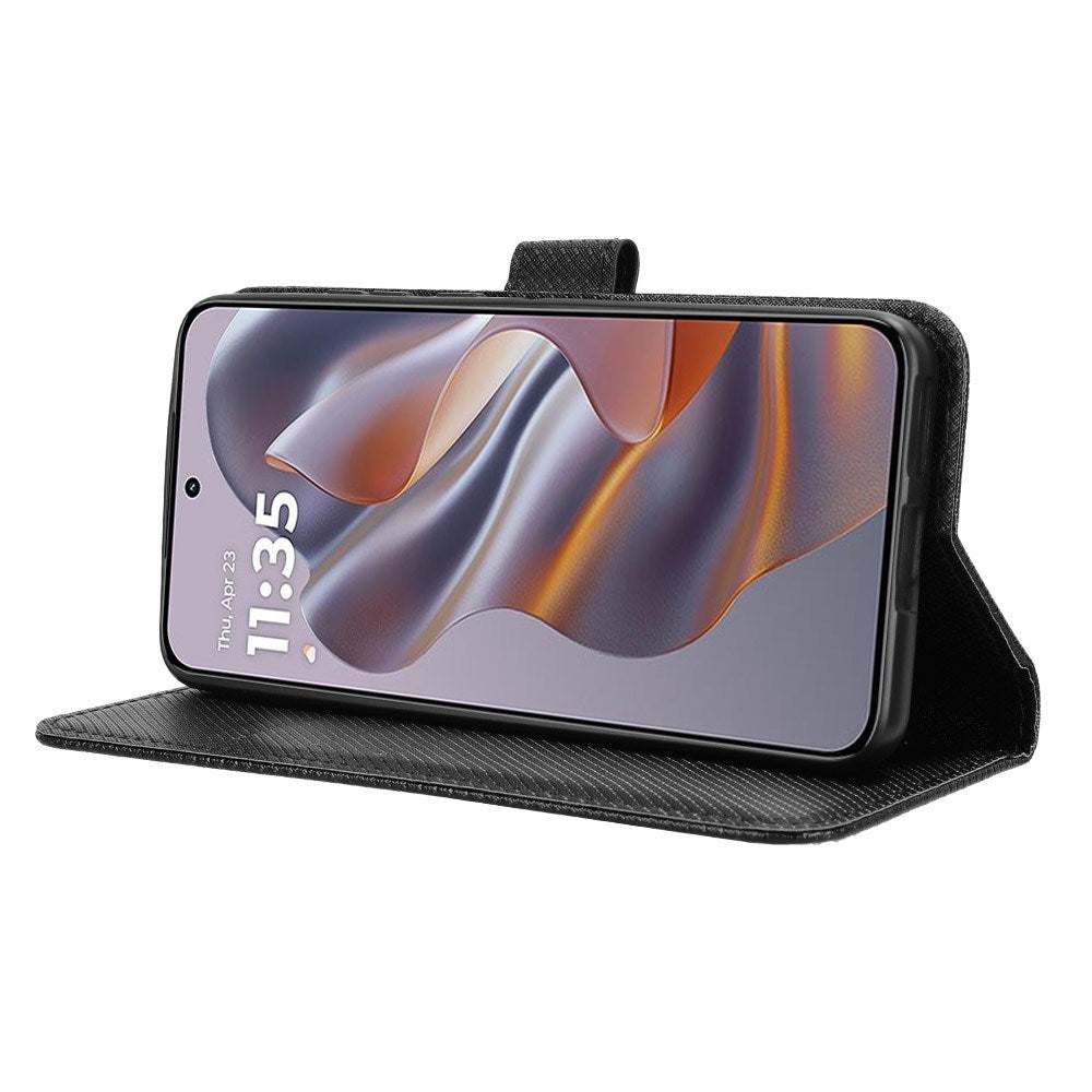 EIDERWOOD Motorola Edge 50 Neo (5G)/Moto S50 (5G)/ThinkPhone 25 (5G) Kunstskinn Flip Deksel m. Diamant Tekstur - Svart