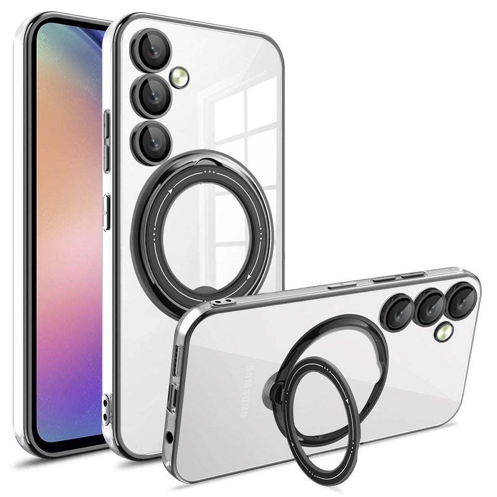 EIDERWOOD Samsung Galaxy A16 (4G/5G) Fleksibelt Plast Deksel m. Kickstand - MagSafe Kompatibel - Gjennomsiktig/Svart