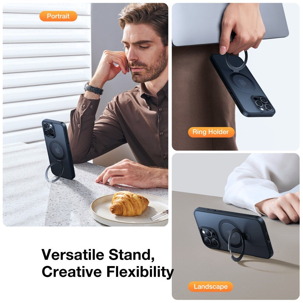 TORRAS iPhone 16 Pro Max Guardian Ostand Series Deksel m. Stativ - MagSafe Kompatibel - Svart