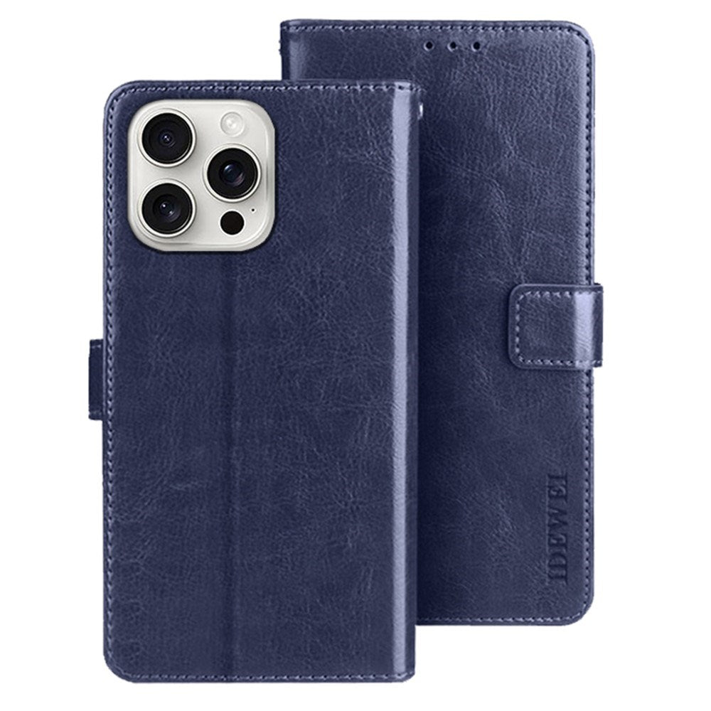 EIDERWOOD iPhone 16 Pro Kunstskinn Flip Deksel med Lommebok og Stativfunksjon - Mørk Blå