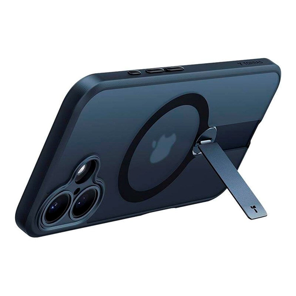 TORRAS iPhone 16 Fleksibelt Plast Deksel m. Roterende Kickstand - MagSafe Kompatibel - Svart