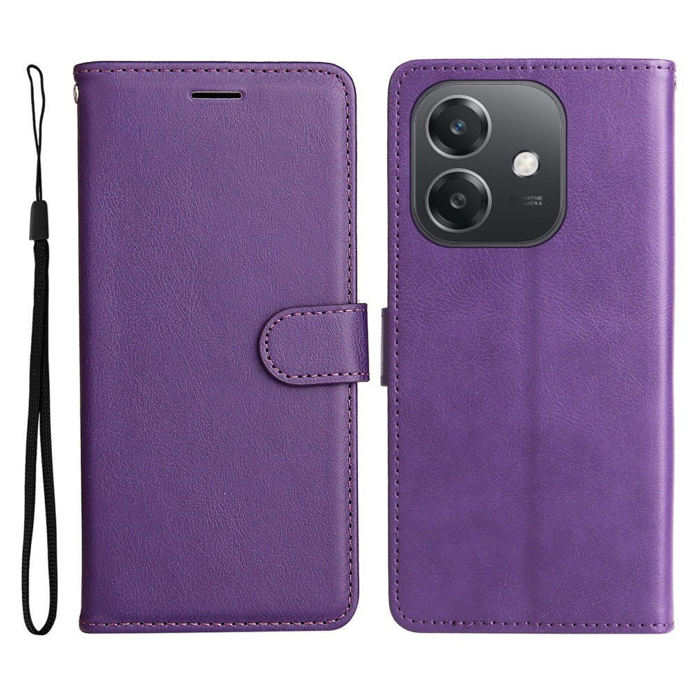 EIDERWOOD OPPO A60 / A40m / A40 Kunstskinn Flip Deksel m. Stropp - Lilla