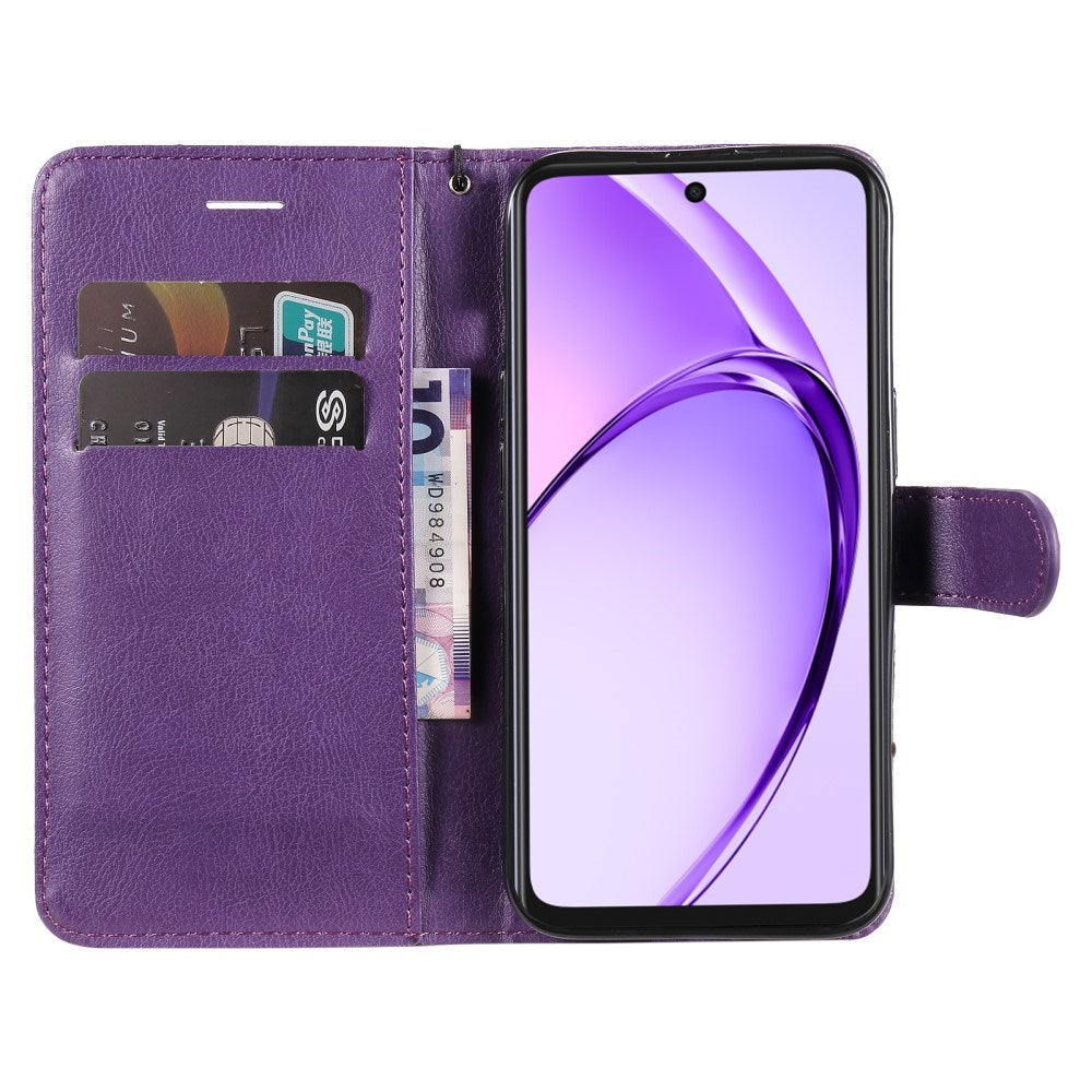 EIDERWOOD OPPO A60 / A40m / A40 Kunstskinn Flip Deksel m. Stropp - Lilla