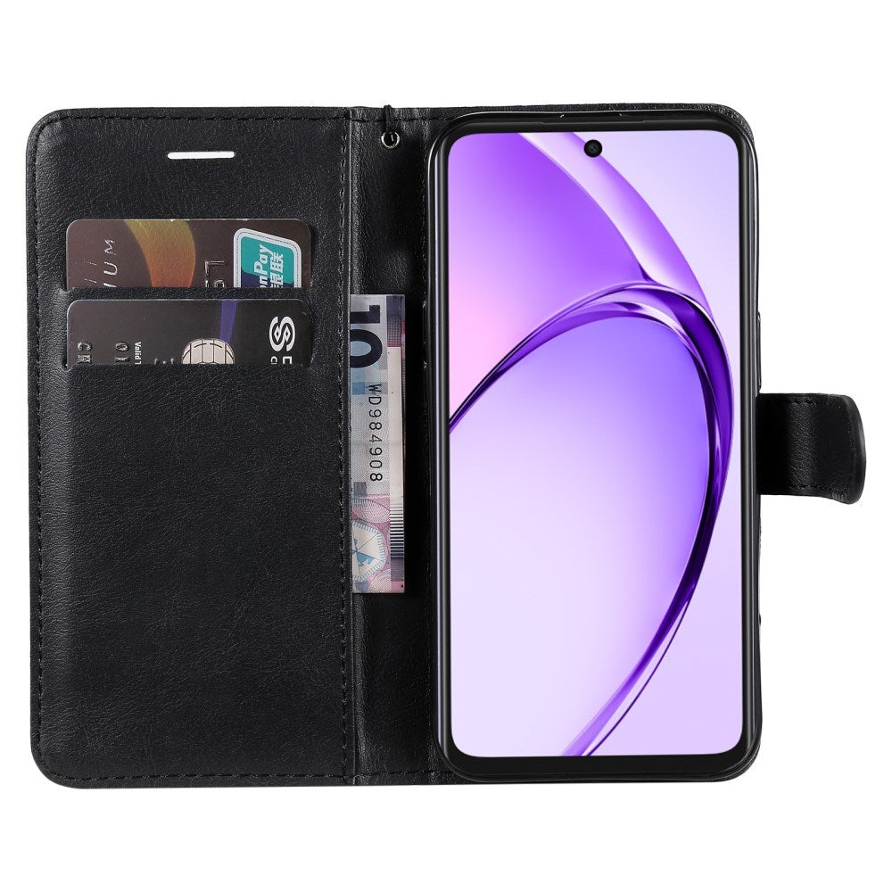 EIDERWOOD OPPO A60 / A40m / A40 Kunstskinn Flip Deksel m. Stropp - Svart