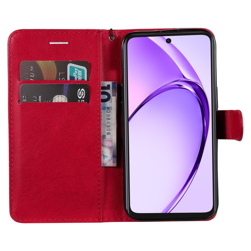 EIDERWOOD OPPO A60 / A40m / A40 Kunstskinn Flip Deksel m. Stropp - Rød
