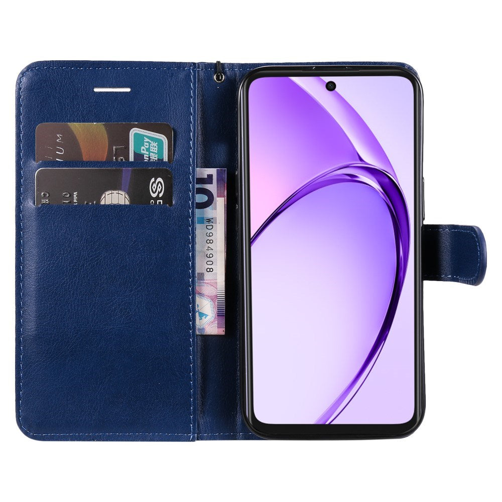 EIDERWOOD OPPO A60 / A40m / A40 Kunstskinn Flip Deksel m. Stropp - Blå