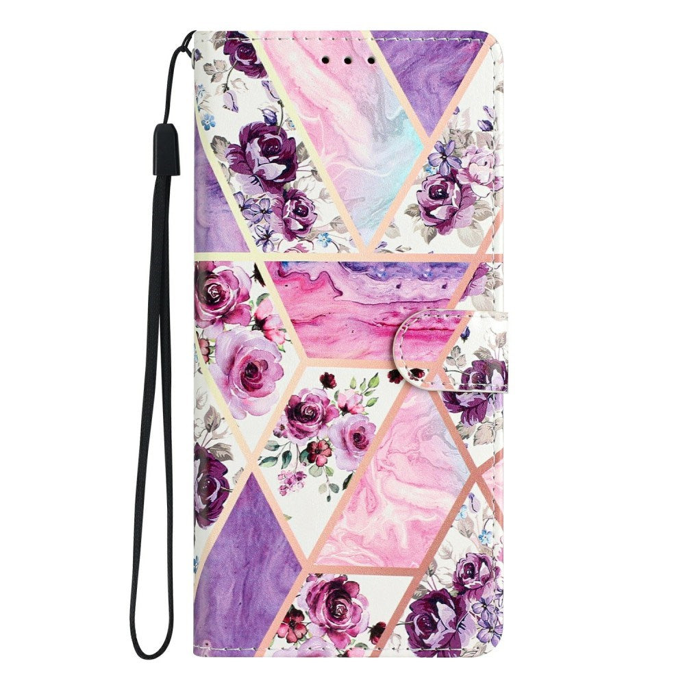 EIDERWOOD Samsung Galaxy S25+ (Plus) Flip Deksel med Kortholder & Reim - Lilla Marmor