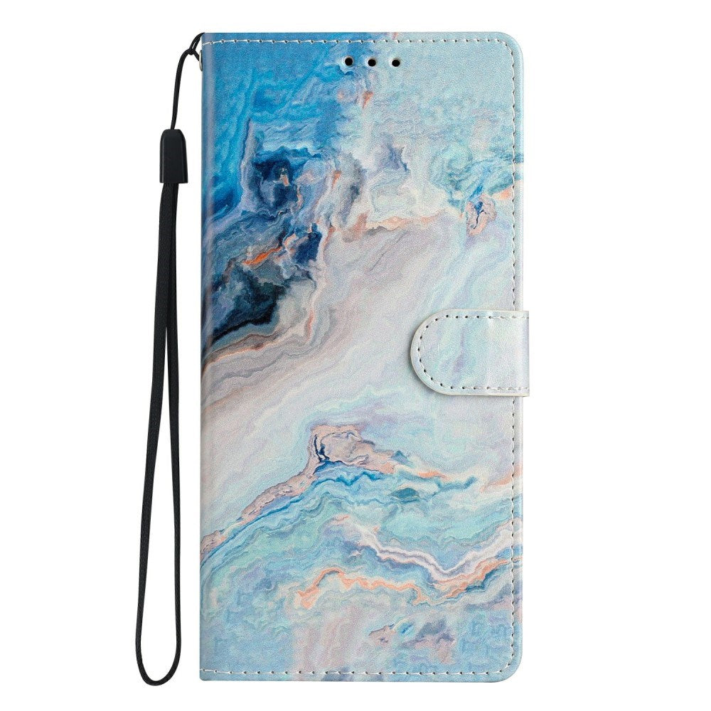 EIDERWOOD Samsung Galaxy S25+ (Plus) Flip Deksel med Kortholder & Reim - Blå Marmor