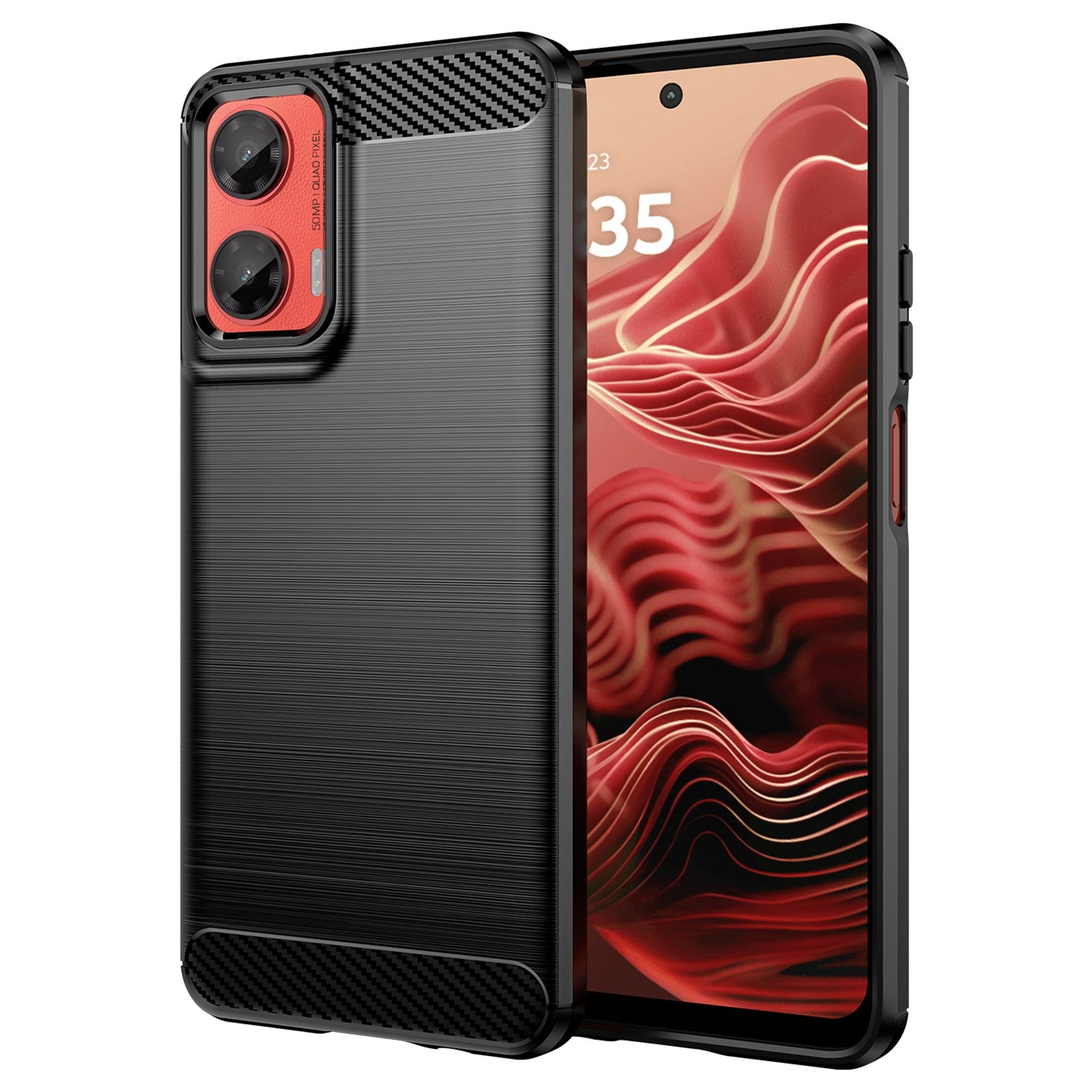 EIDERWOOD Motorola Moto G35 5G DekselCarbon Fiber Texture - Svart