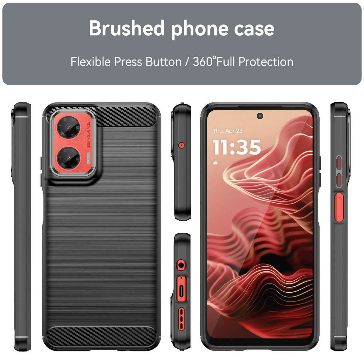 EIDERWOOD Motorola Moto G35 5G DekselCarbon Fiber Texture - Svart