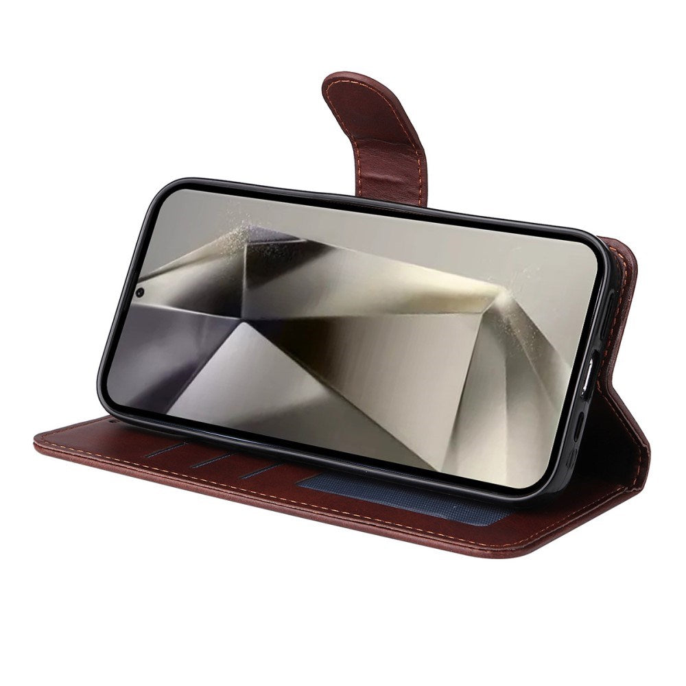 EIDERWOOD Samsung Galaxy S25 Ultra 2-i-1 Kunstskinn Flip Deksel med Skjermbeskyttelsesglass - Rød