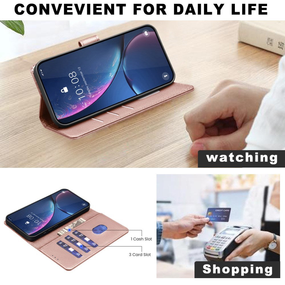 Samsung Galaxy A36 (5G) BINFEN Kunstskinn Flip Deksel med RFID Blokkering - Rose Gold