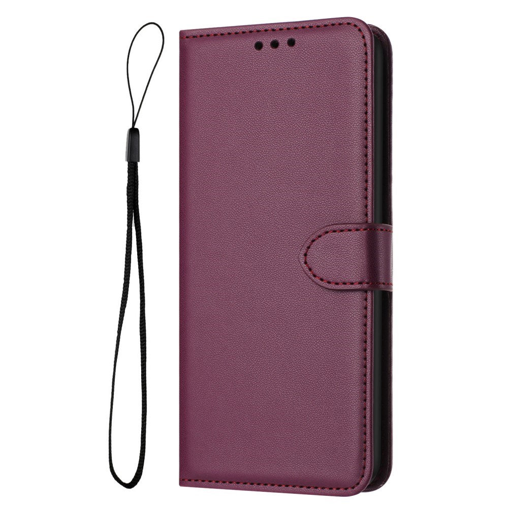 EIDERWOOD Samsung Galaxy S25 Ultra Kunst Skinn Flip Deksel med Avtakbar Stropp - Rød