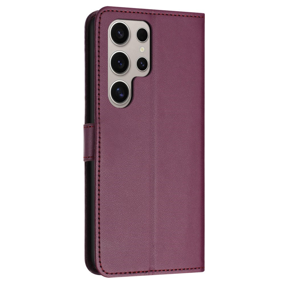 EIDERWOOD Samsung Galaxy S25 Ultra Kunst Skinn Flip Deksel med Avtakbar Stropp - Rød