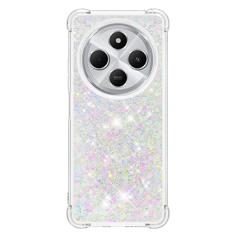 EIDERWOOD Xiaomi Redmi 14C Fleksibelt Plast Deksel med Flytende Glitter - Sølv