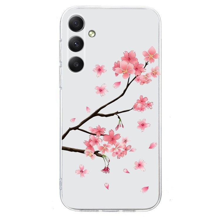 EIDERWOOD Samsung Galaxy S25 FE Fleksibelt Plast Deksel med Motiv - Gjennomsiktig / Rosa Blomster