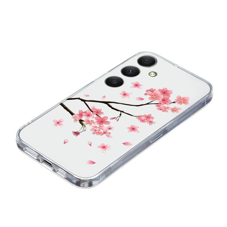 EIDERWOOD Samsung Galaxy S25 FE Fleksibelt Plast Deksel med Motiv - Gjennomsiktig / Rosa Blomster