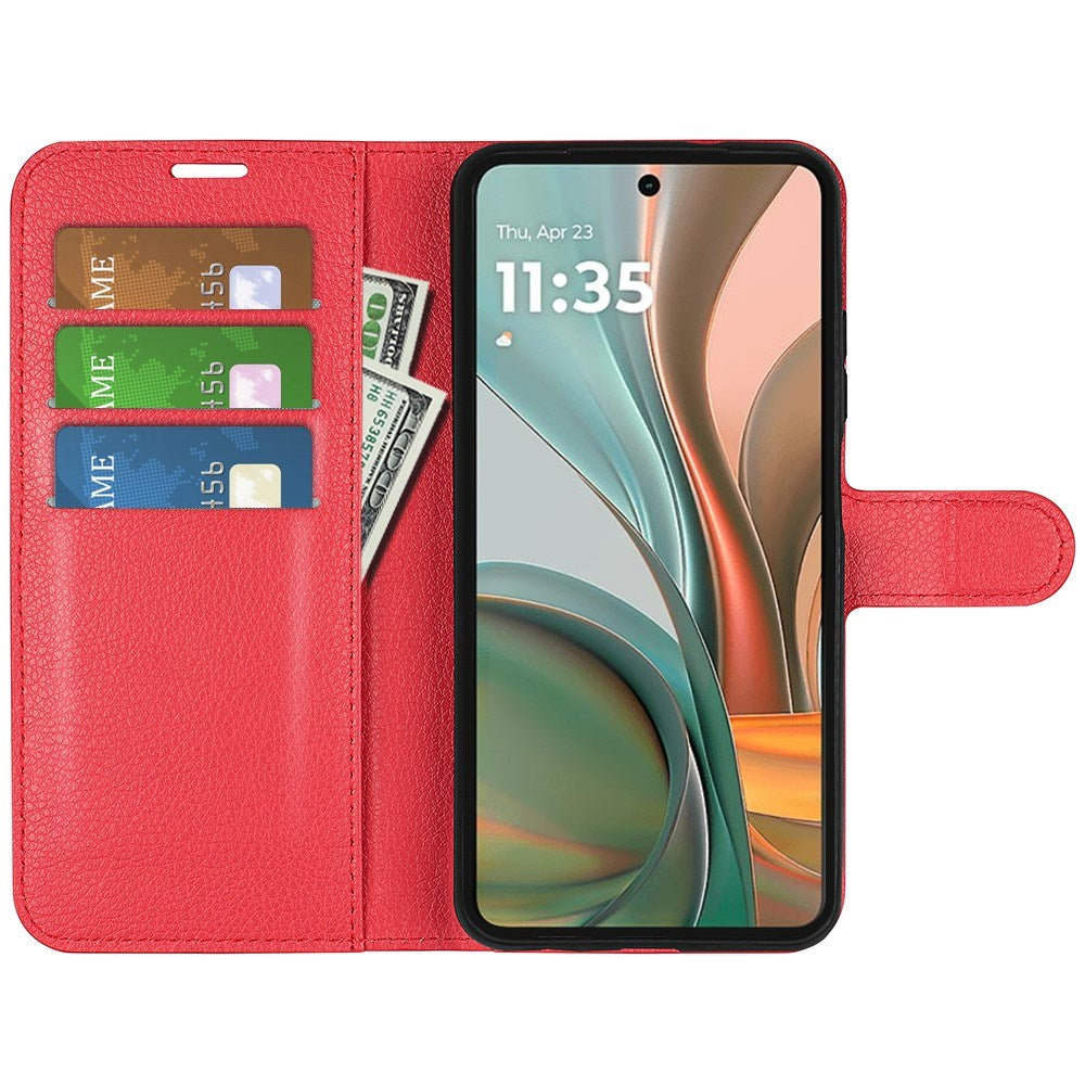 EIDERWOOD Motorola Moto G75 (5G) Kunstskinn Flip Deksel m. Kortholder & Ståfunksjon - Rød