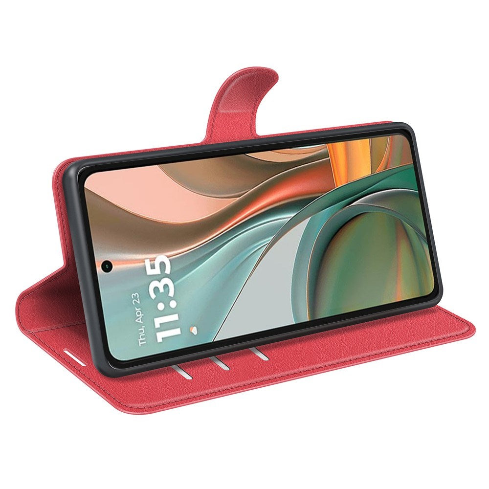 EIDERWOOD Motorola Moto G75 (5G) Kunstskinn Flip Deksel m. Kortholder & Ståfunksjon - Rød
