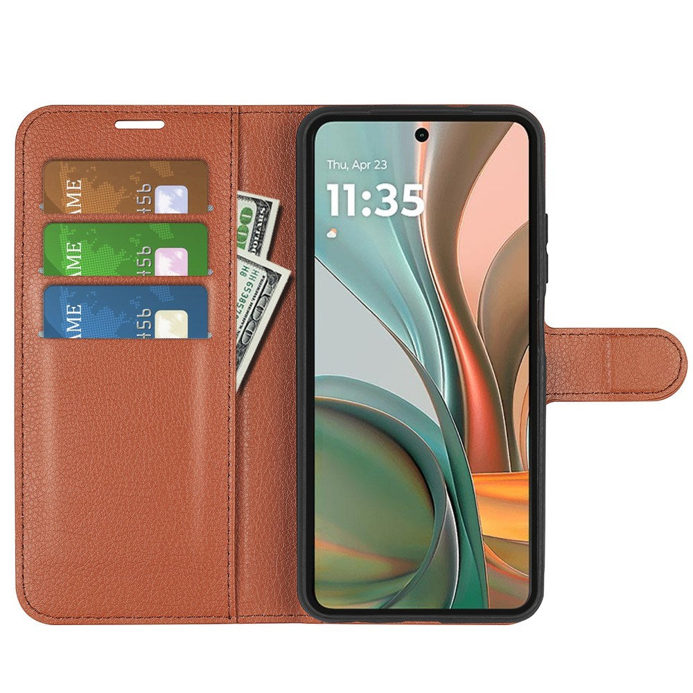 EIDERWOOD Motorola Moto G75 (5G) Kunstskinn Flip Deksel m. Kortholder & Ståfunksjon - Brun