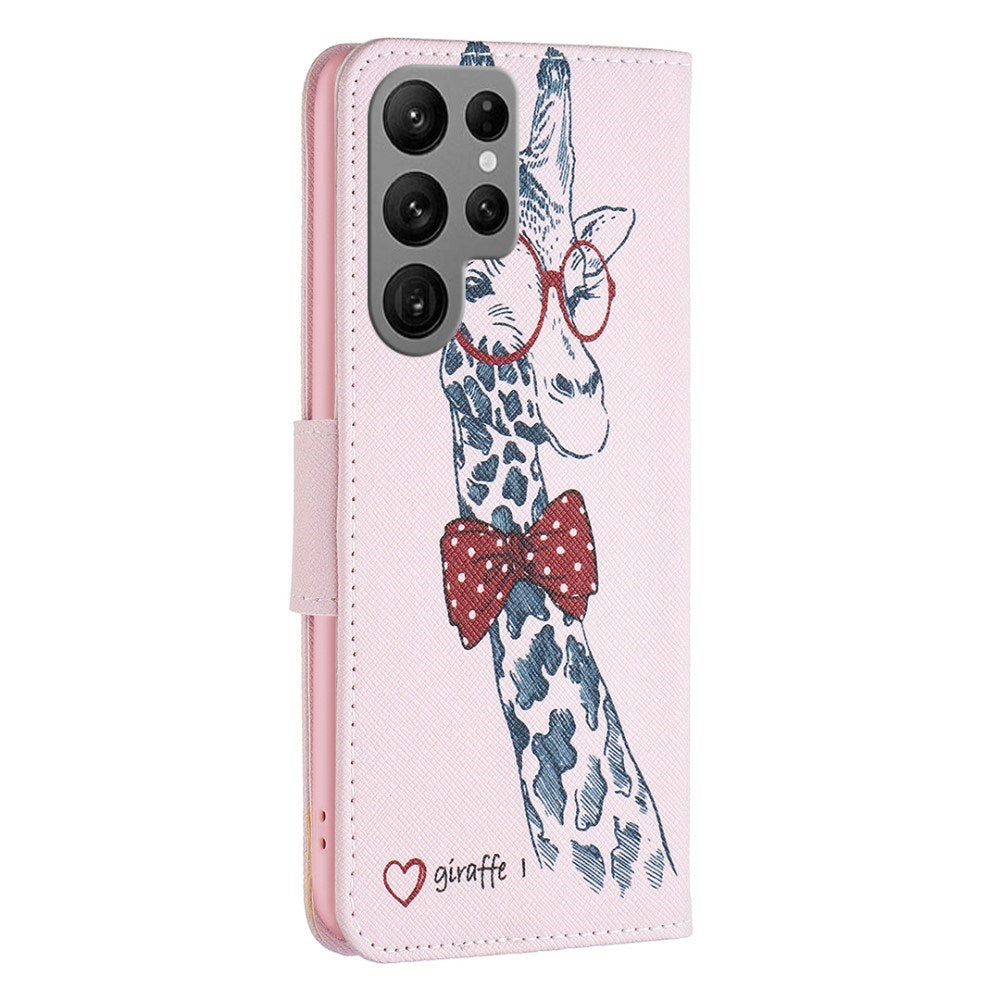 EIDERWOOD Samsung Galaxy S25 Ultra Kunstskinn Deksel med Lommebok og Stativfunksjon - Sjiraff