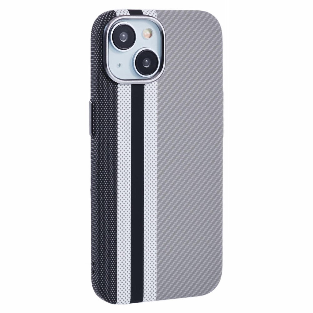 EIDERWOOD Mønstret Carbon Deksel - iPhone 15 - MagSafe Kompatibel - Grey Stripes