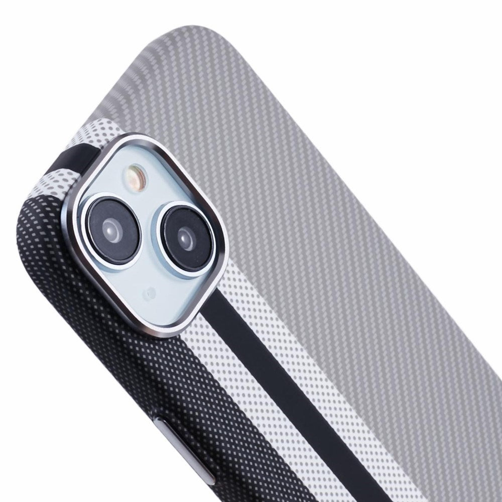 EIDERWOOD Mønstret Carbon Deksel - iPhone 15 - MagSafe Kompatibel - Grey Stripes