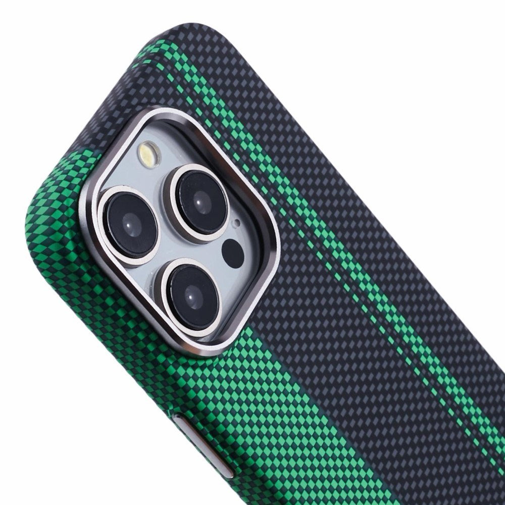 EIDERWOOD Mønstret Carbon Deksel - iPhone 15 Pro - MagSafe Kompatibel - Green/Black