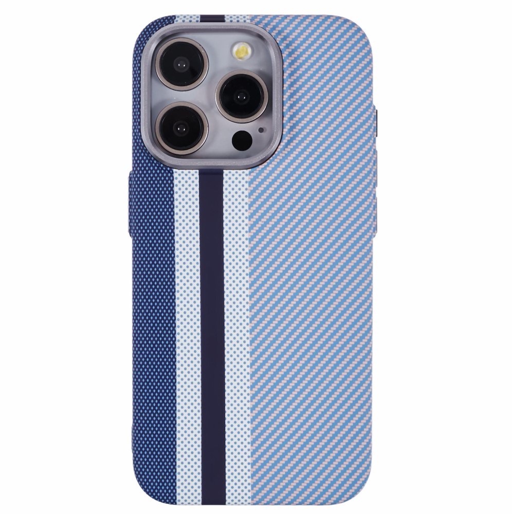 EIDERWOOD Mønstret Carbon Deksel - iPhone 15 Pro - MagSafe Kompatibel - Blue Stripes