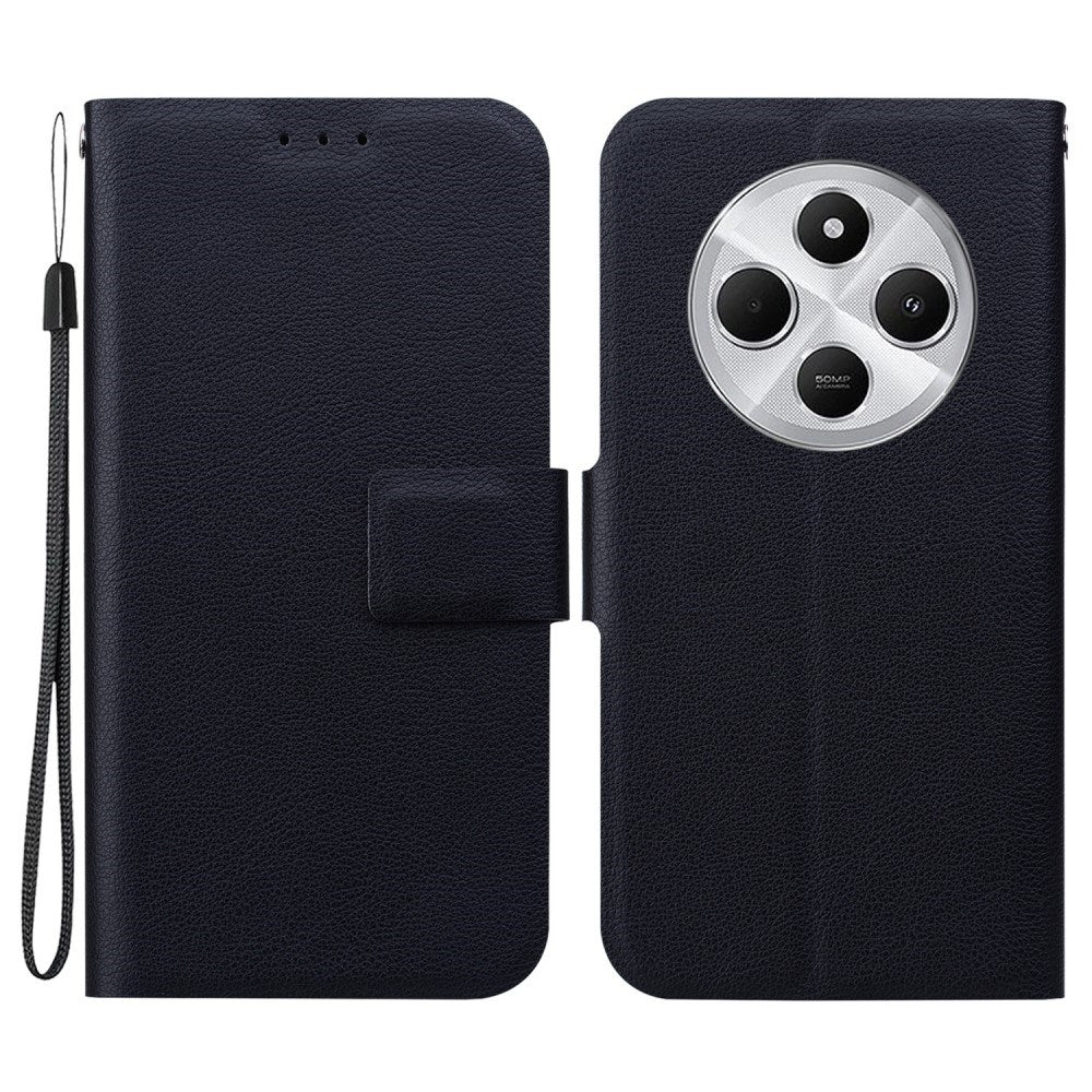 EIDERWOOD Xiaomi Redmi 14C / Poco C75 Kunstskinn Flip Deksel m. Strop - Svart