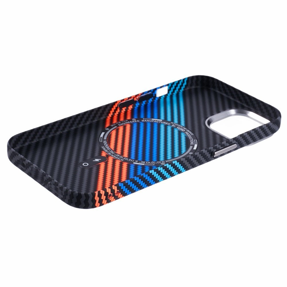 EIDERWOOD Mønstret Carbon Deksel - iPhone 14 - MagSafe Kompatibel - Colorful Stripes